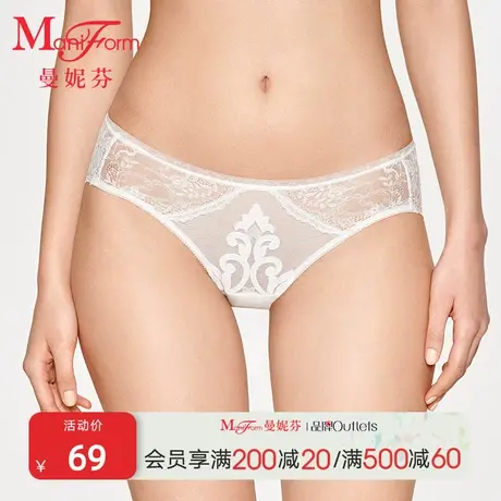 曼妮芬中低腰女生三角裤性感蕾丝内裤纯棉全棉内裆短裤女轻薄底裤商品大图
