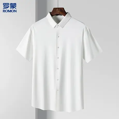 罗蒙冰丝衬衫衫男短袖凉爽短袖衬衫男弹力速干衬衣男士衬衫图片