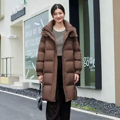坦博尔羽绒服23年冬季新款羽绒服女士中长款连帽加厚休闲时尚外套图片