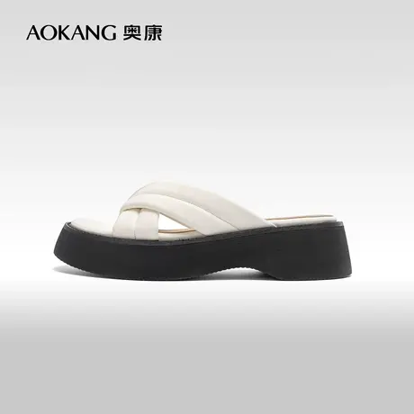 奥康女鞋 夏季气质优雅罗马厚底女凉鞋小个子增高拖鞋时尚可外穿图片