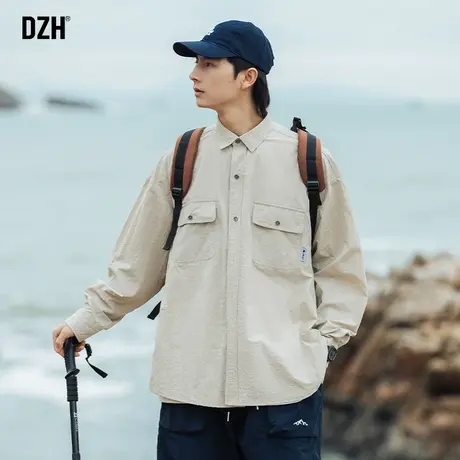 男士港风衬衫男秋季休闲外套长袖叠穿衬衣情侣高级感男装2023新款商品大图