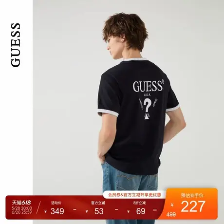 GUESS25年新款夏季男女同款舒适撞色设计罗纹短袖T恤-M5PP57K2Q40商品大图