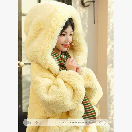 Bananagirl睡衣女套冬季保暖加厚可爱少女连帽家居服韩版2024新款商品大图