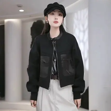 休闲时尚棒球服外套女短款夹克春秋季新款韩版宽松百搭小个子上衣图片