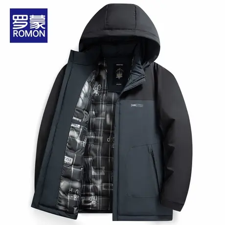 罗蒙棉服男款秋冬季加厚男士外套连帽棉袄撞色拼接冬装防寒服棉衣图片