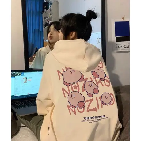 带帽卫衣外套女春秋原宿风chic大码宽松显瘦胖mm闺蜜装ins潮上衣图片