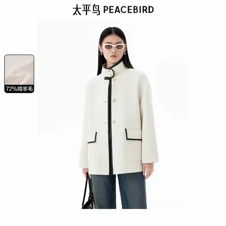 太平鸟女装年秋冬新款PU包边大衣A1AAE4189图片