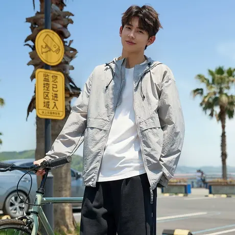 唐狮防晒衣男夏季新款防晒衣连帽防紫外线透气户外薄外套简约商品大图