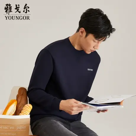 雅戈尔奥莱 男装长袖T恤秋冬新款商务休闲圆领套头长袖卫衣图片