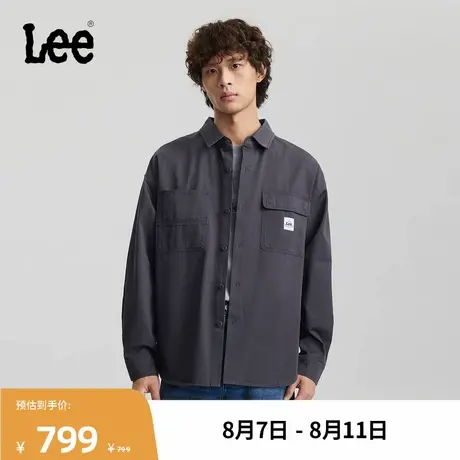 Lee商场同款25秋冬新品舒适版工装大口袋设计铁灰色男长袖衬衫潮商品大图