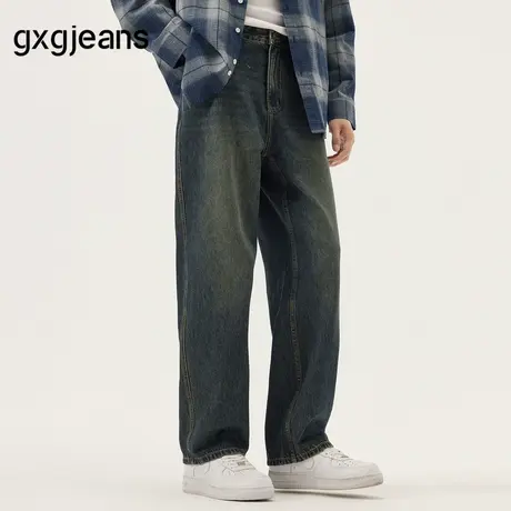 gxg.jeans男装  蓝色复古宽松时尚休闲牛仔长裤男裤 25年秋新品图片