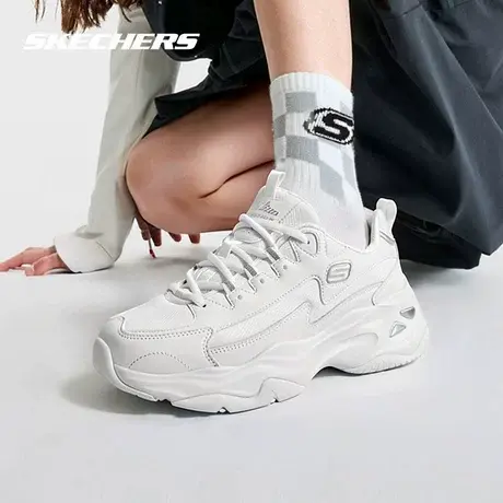 Skechers斯凯奇蕾丝熊女鞋熊猫鞋厚底增高老爹鞋休闲鞋白色运动鞋商品大图