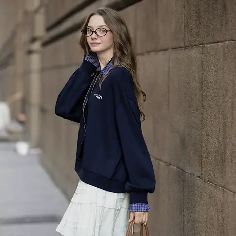 yoe秋季卫衣女早秋穿搭女装高级感假两件设计感时尚百搭好看tuTA图片