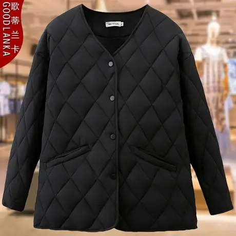 冬季妈妈小棉衣女200斤大码宽松时尚百搭中年妈妈装夹棉棉服外套商品大图