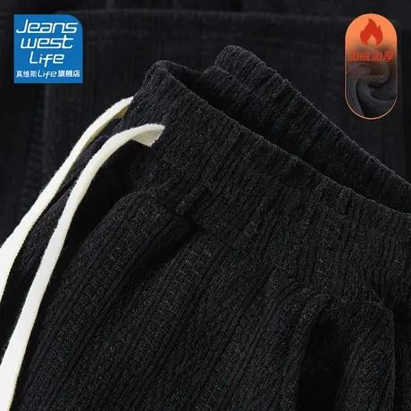 真维斯LIFE直筒黑色裤子女新款2023爆款修身显瘦加绒阔腿裤女秋冬商品大图