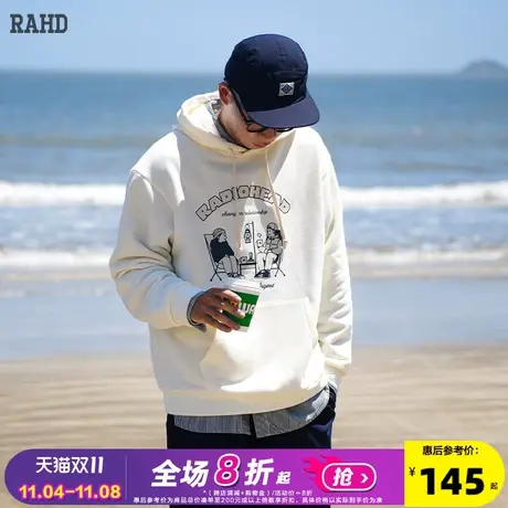 Radiohead白色卫衣连帽男宽松休闲2022秋冬新款青少年套头衫流行图片
