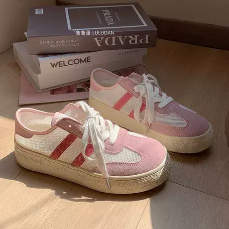 鲁鲁蛋 春夏季透气网面女鞋韩系百搭网鞋2023新款小白鞋帆布鞋子图片