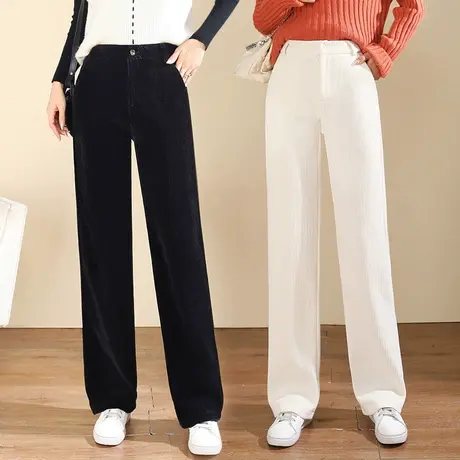 裤子女秋冬2024新款雪尼尔阔腿裤灯芯绒女裤冬季休闲裤直筒运动裤商品大图