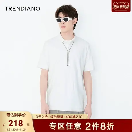TRENDIANO春夏季潮牌新款简约翻领商务休闲短袖Polo衫男士翻领t恤商品大图