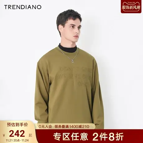 TRENDIANO潮牌官方秋冬男装简约美式立体刺绣休闲情侣款圆领卫衣商品大图