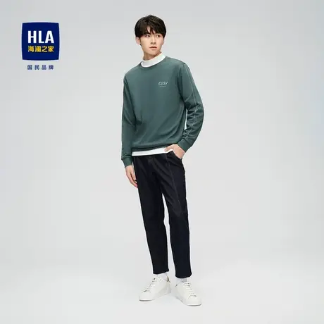 HLA/海澜之家2023舒适弹力长袖T恤字母印花圆领柔软上衣男商品大图