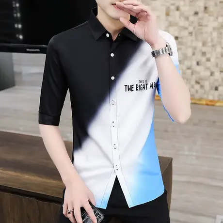 男士衬衫半袖夏季短袖2025新款韩版潮流长袖春秋季衬衣潮牌上衣服商品大图