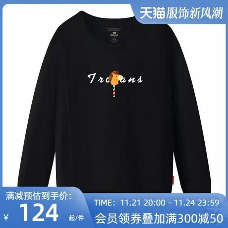 Ohlyah品牌日韩潮休闲冬装加绒卫衣字母卡通男女大码印花圆领外套图片