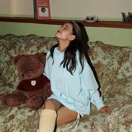 yep纯色连帽卫衣女春秋基础款高级感oversize情侣装复古上衣外套图片