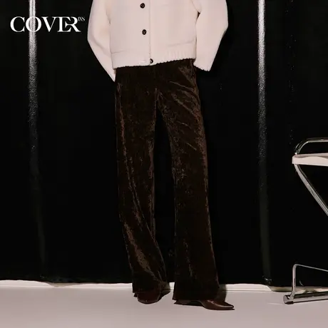 COVER冬季丝绒哑光直筒弹力休闲裤商品大图