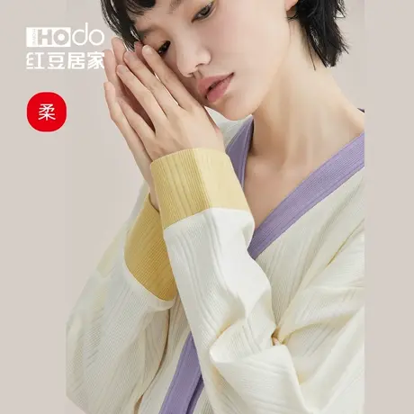 【柔柔棉】红豆纯棉睡衣女长袖春秋冬季薄款开衫高级感家居服套装商品大图