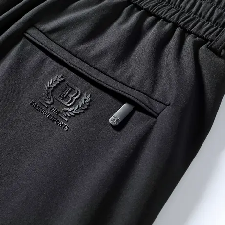 秋季黑色运动卫裤子男士休闲长裤直筒宽松紧春秋款高弹力四面弹性图片