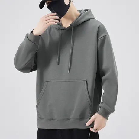 春季中性风重磅连帽运动外套春秋款男士长袖卫衣春天纯色情侣上衣图片