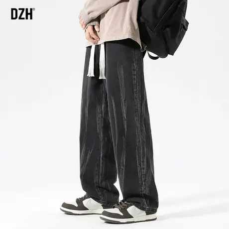男士阔腿牛仔裤男美式复古宽松直筒裤设计感高街裤子男裤2024新款商品大图