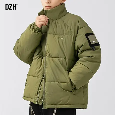 男生绿色棉衣外套男冬季加厚潮牌宽松男装2023新款棉服设计感棉袄商品大图