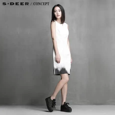 S·DEER＼CONCEPT圣迪奥专柜正品女装夏装墨迹晕染连衣裙5281215图片