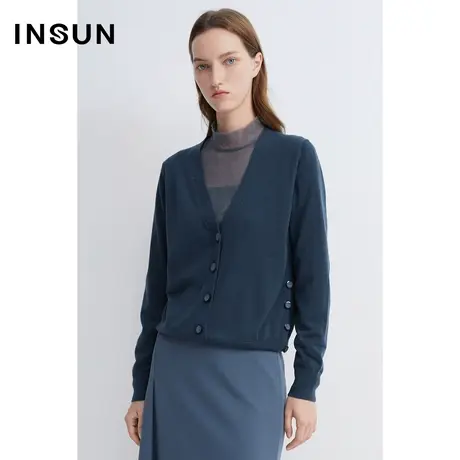INSUN恩裳春季羊毛开衫慵懒风格毛针织衫图片