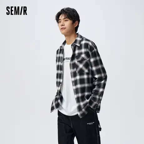 森马长袖衬衫男春季时尚经典格纹纯棉休闲风上衣日常简约通勤百搭图片