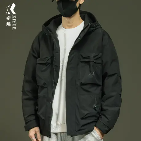 希越新国标工装羽绒服外套男冬季加肥加大码户外三防加厚冲锋衣潮商品大图