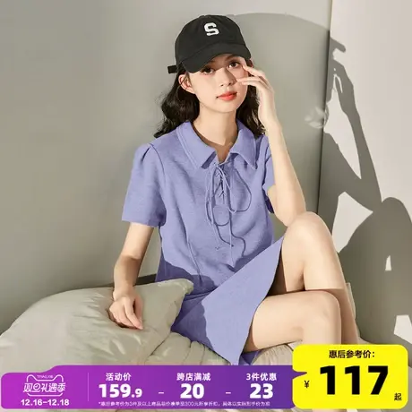 唐狮新款女Polo领收腰连衣裙女小个子气质休闲学院风裙子女夏季s1商品大图