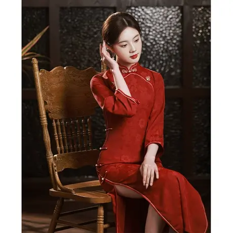 旗袍敬酒服新娘2024新款改良年轻款小个子订婚礼服高考送考高级感图片