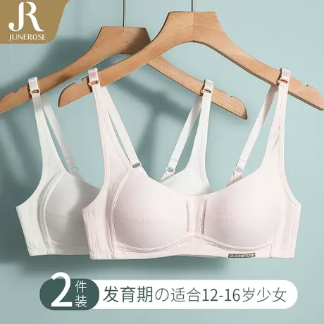 六月玫瑰纯棉杯上托内衣发育期二阶段轻薄透气少女文胸2件装商品大图