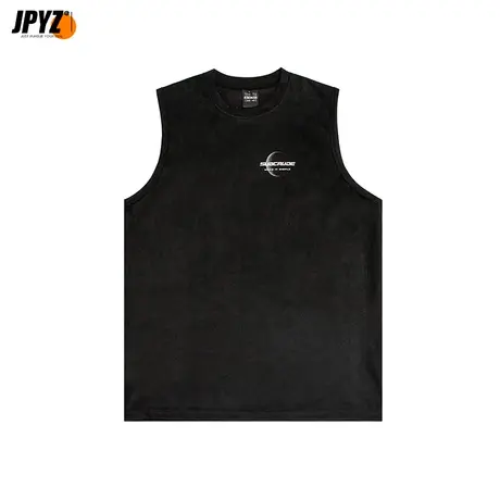 国潮复古背心健身篮球无袖t恤夏季新款纯棉运动情侣男装打底上衣商品大图