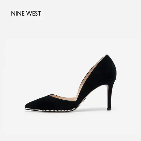 Nine West/玖熙高跟鞋女2023年秋季新款羊反绒带细钻尖头细跟单鞋商品大图