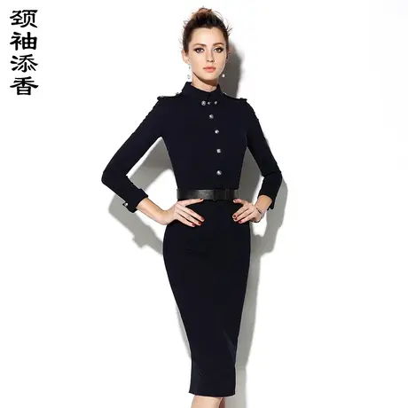 颈袖添香2023年秋季新款职业显瘦高端品牌女装气质修身连衣裙图片