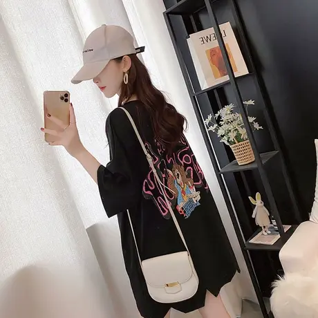 女装2023年新款秋季秋装纯棉短袖T恤宽松上衣服设计感打底衫爆款商品大图