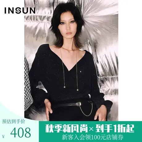 恩裳COVER冬季2022时尚羊毛珠片纱设计轻奢光泽感优雅毛织衫图片