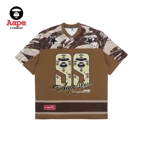 Aape旗舰店男装春夏拼接印花迷彩宽松短袖T恤1348XXK图片