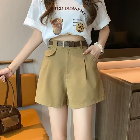 小个子高腰短裤女秋季2023新款宽松直筒A字裤休闲外穿阔腿裤子ins商品大图