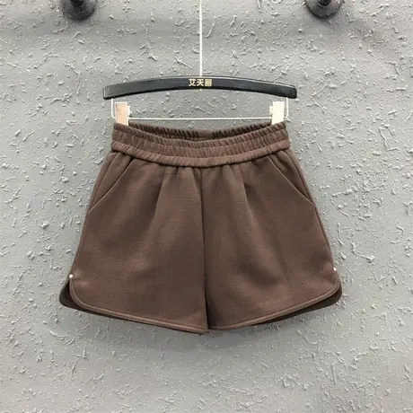 开叉运动短裤女2023秋季新款咖啡色显瘦A字阔腿裤女休闲百搭靴裤商品大图