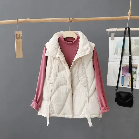 羽绒棉衣马甲女2023秋冬新款韩版立领短款外穿加厚背心棉马夹外套商品大图